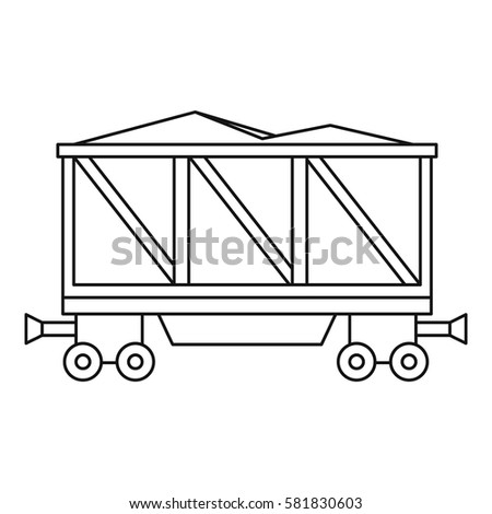 Loaded railway wagon icon. Outline illustration of loaded railway wagon vector icon for web