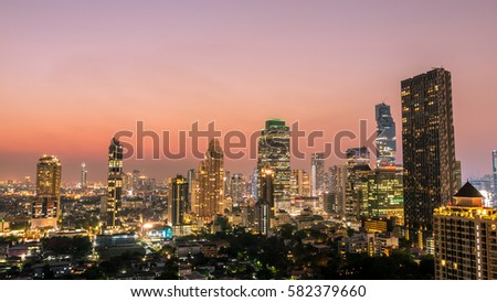 night cityscape in Bangkok ,Thailand.