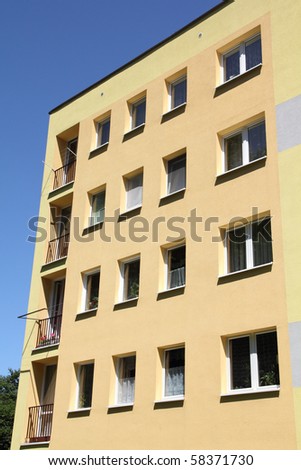 Poland - generic apartment building front in Krzeszowice