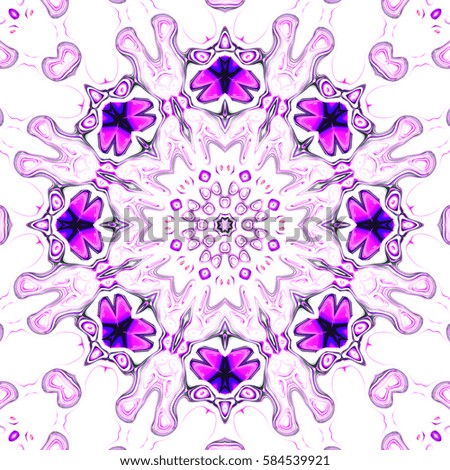 Creative decorative background. Floral fantasy style ornament. Raster illustration. For fabric, print, carpet ornaments Persian relief. Finish stained glass in the Oriental style. Art graphics