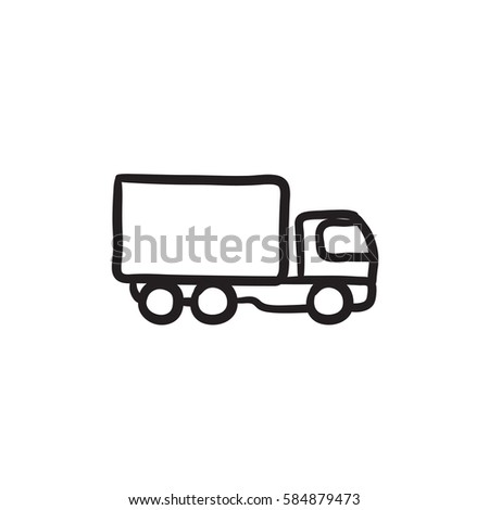 Delivery truck vector sketch icon isolated on background. Hand drawn Delivery truck icon. Delivery truck sketch icon for infographic, website or app.