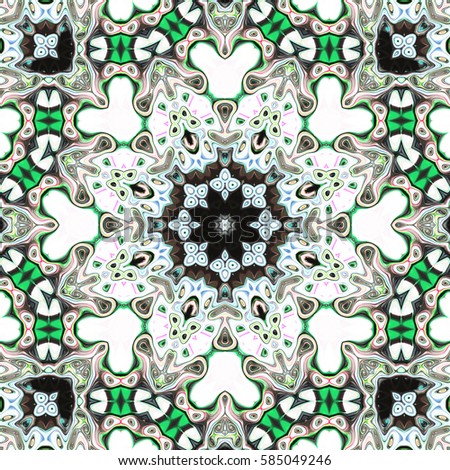 Modern floral pattern. Creative mandala color Raster illustration For design, embroidery,Wallpaper, print, fashion. carpet designs patterns Persian relief Decoration of art glass in an Oriental style