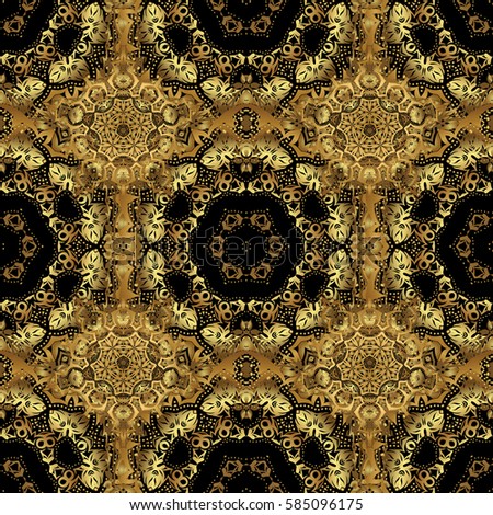 Luxury ornament for wallpaper, invitation, wrapping. Royal golden seamless pattern on a black background.