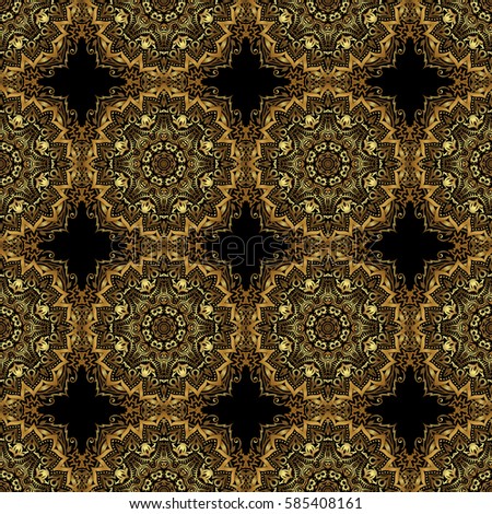 Ornament design template. Ornamental floral vignette for wedding invitations, business card, certificate, logo template. Circle golden grid and elements on black background.