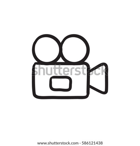 Video camera vector sketch icon isolated on background. Hand drawn Video camera icon. Video camera sketch icon for infographic, website or app.