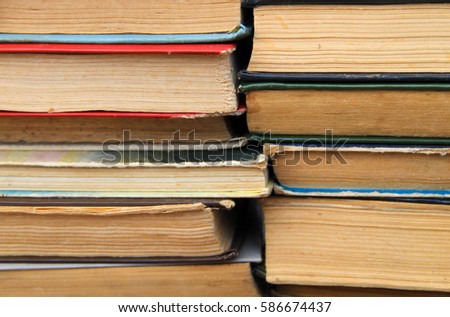 Stack of the old books. Books background