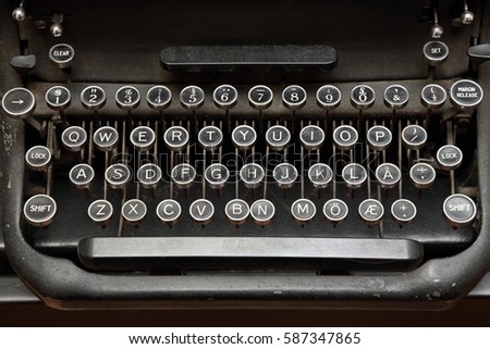 Vintage Mechanical Typewriter Keyboard Close Up