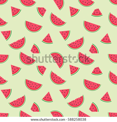 Cute seamless pattern with watermelon slices
