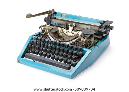 Old typewriter isolated on white background