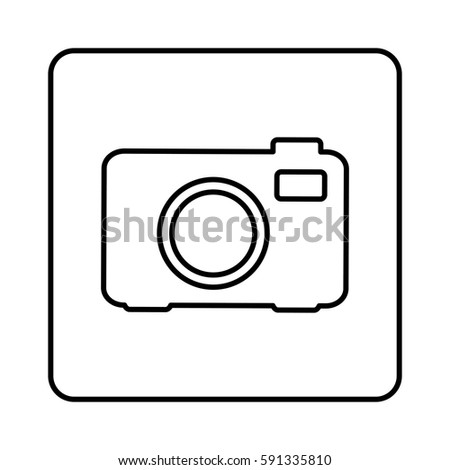 monochrome contour square with analog camera icon vector illustration