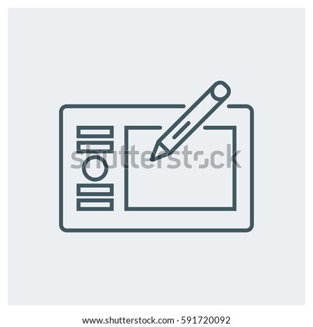 Graphics tablet vector illustration. Flat style for graphic and 