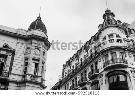 Vintage Building Facade   in Black and White