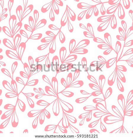 Decorative seamless floral pattern in doodle style. Vector abstract hand drawn ornament. Plants, branches and leaves stylized background.
