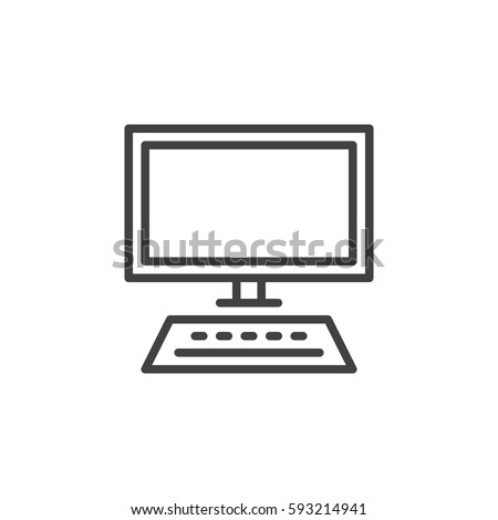 Desktop computer line icon, outline vector sign, linear style pictogram isolated on white. Workplace symbol, logo illustration. Editable stroke. Pixel perfect