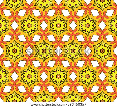 seamless floral pattern with hand drawn texture. Ornament for interior design, greeting cards, birthday or wedding invitations, fabric print. Ethnic background in arabian style.