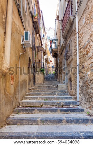 Street in Caltagirone, Sicily, Italy