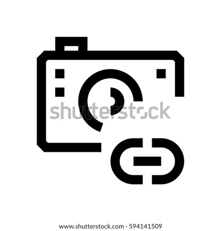 Camera mini line, icon, background and graphic. The icon is black and white, linear  flat, vector, pixel perfect, minimal, suitable for web and print. 