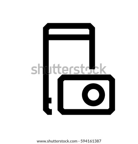 Mobile phone mini line, icon, background and graphic. The icon is black and white, linear  flat, vector, pixel perfect, minimal, suitable for web and print. 