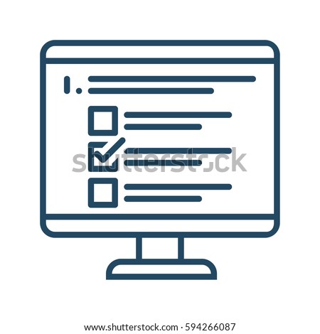 Computer Monitor with Checklist on the Screen vector icon