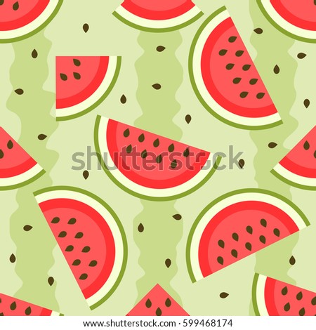 seamless pattern with tasty and sweet watermelon. Raster version