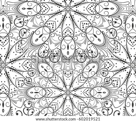 floral pattern motif coloring mandala drawn with a pen. black and white. Ethnic, fabric, motifs. Vector, abstract flower mandala. Decorative elements for design. EPS 10. 