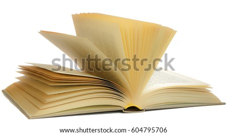 the book, an open book on the table, white background, pages