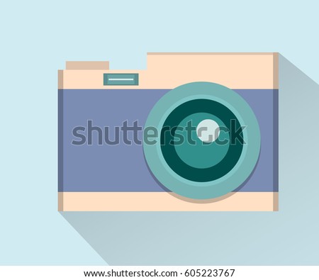 Camera icon in flat style with dropping shadow 