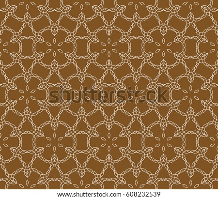 seamless ornamental pattern brown color. Floral geometric style. Vector illustration. For interior design, fabric print, page fill, wallpaper, textile