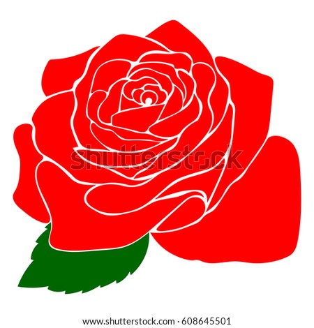 Silhouette of a rose on a white background