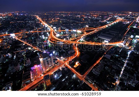 Bangkok Expressway and Highway top view , Thailand