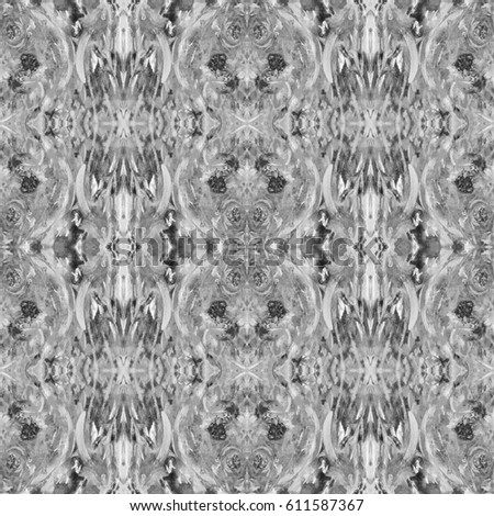 Seamless Pattern Grey Background. Intricate vintage design. Stylized flower mandala elements. Boho ogee tile. Complex decorative ornament. Traditional oriental interior fabric print, wallpaper, floor.