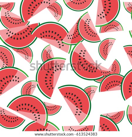 Vector seamless pattern with watermelon  slices