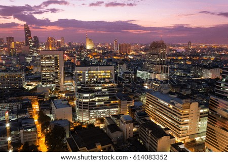 Beautiful cityscape with top view of skyscrapers. Bangkok, Thailand