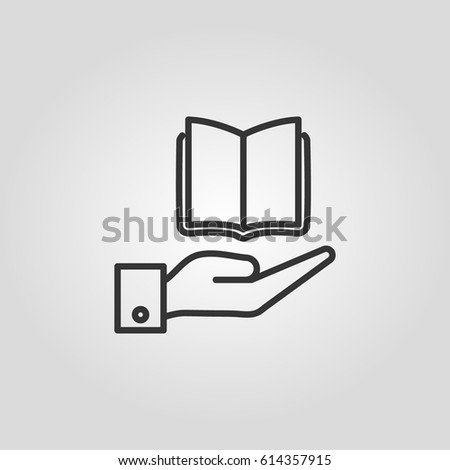 Outline hand in book web icon ilustration vector symbol
