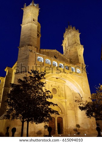 Church in Rioja Spain Lit at Dusk