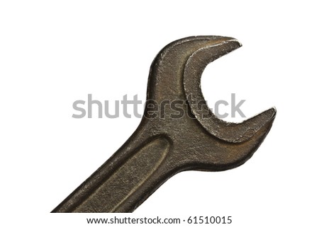 An old wrench isolated on white background