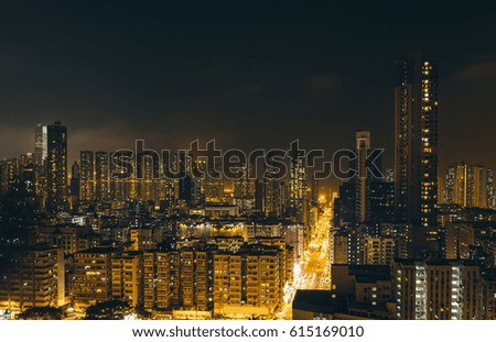 Downtown of Hong Kong, high density, night view