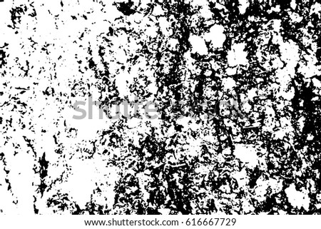 Old tree bark vector texture in black and white palette. Distressed texture with dust and noise. Weathered asphalt surface. Aged and scratched surface monochrome overlay for vintage effect. Grit trace