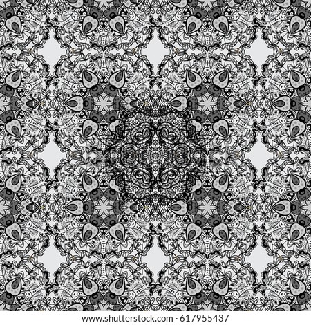 Gray background. Beautiful pattern with abstract flowers. Gray spotted background.