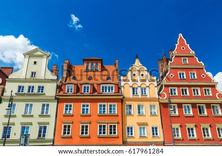 Colorful houses in center of Wroclaw, Poland