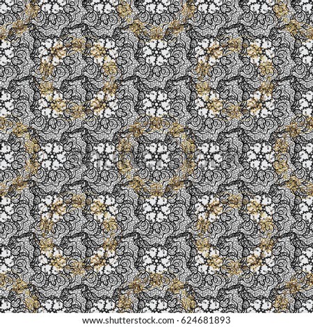 Seamless classic vector golden pattern. Traditional orient ornament, classic vintage background. Seamless pattern on gray background with golden elements.