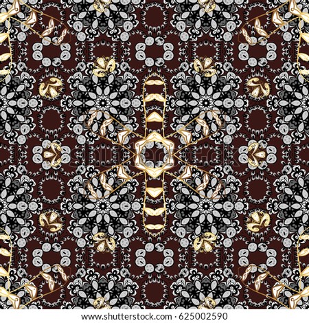 Floral doodle. Seamless pattern for adult coloring book. Ethnic, floral, retro, doodle, tribal design element. Brown background. Zentangle style.
