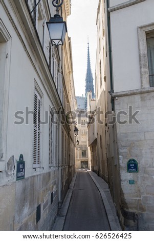 Paris, typical Parisian building rue des Ursins, on the ile de la Cite, near the cathedral Notre-Dame de Paris 
