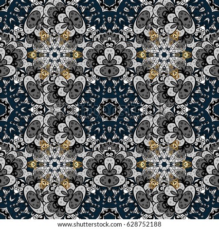 Oriental classic golden pattern. Vector abstract background with repeating elements. Blue on background.