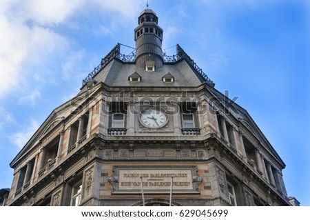 Maison des Parlementaires, old clock, Brussel, Belgium