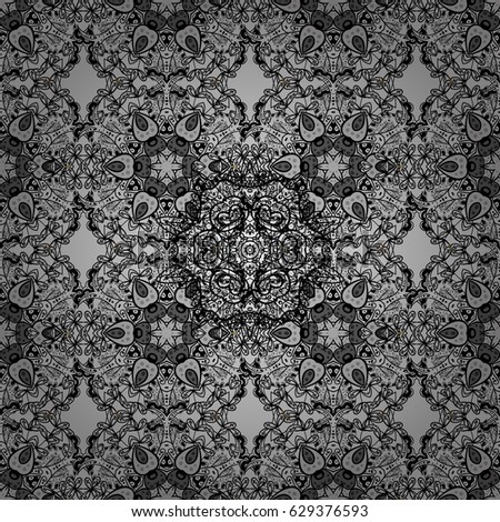 Seamless pattern on gray background with dim elements. Classic vector dim seamless pattern. Classic vintage background. Traditional orient ornament.