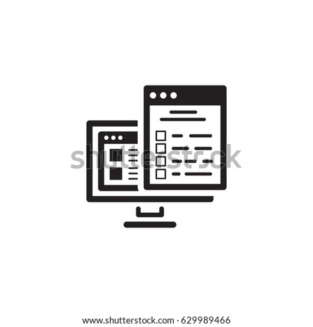 Checklist Icon. Business and Marketing. Isolated Illustration. PC Monitor and Web Page with text and check box.