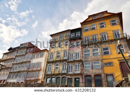 Typical houses in Ribeira district in Porto, Portugal