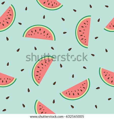 Seamless texture with cute watermelons. Vector illustration.