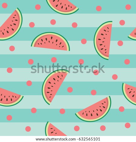 Seamless texture with cute watermelons. Vector illustration.